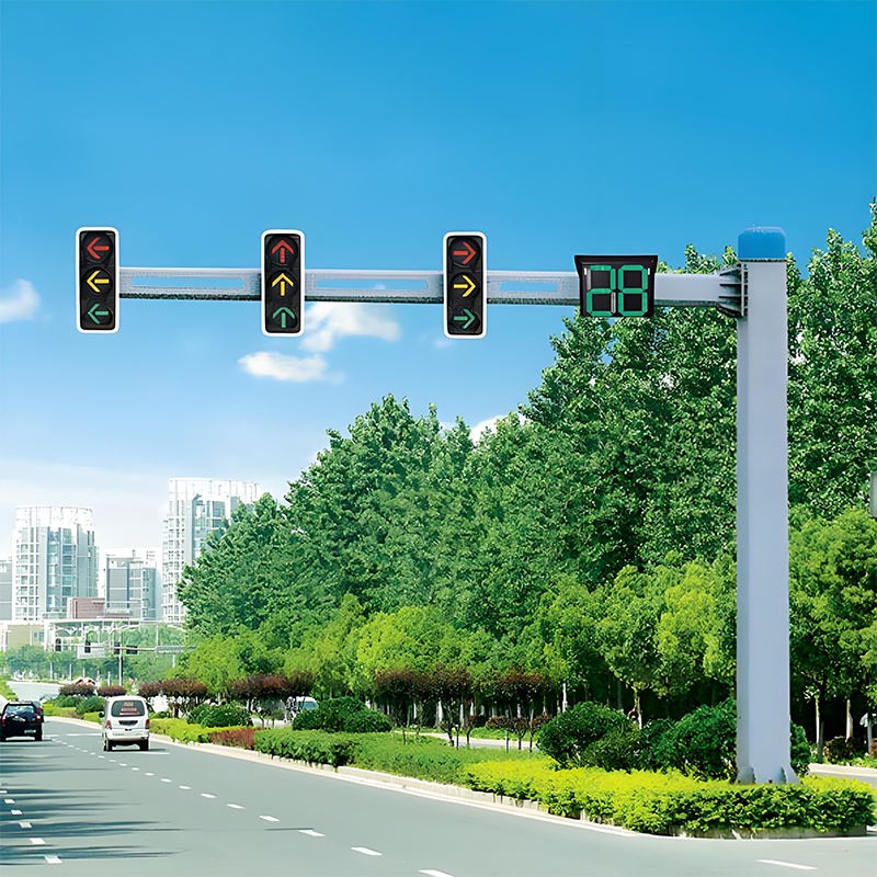 Brazo voladizo doble del mástil del semáforo para el control de la señal del cruce de carreteras