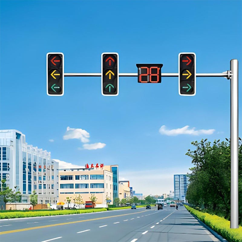 Brazo voladizo doble del mástil del semáforo para el control de la señal del cruce de carreteras