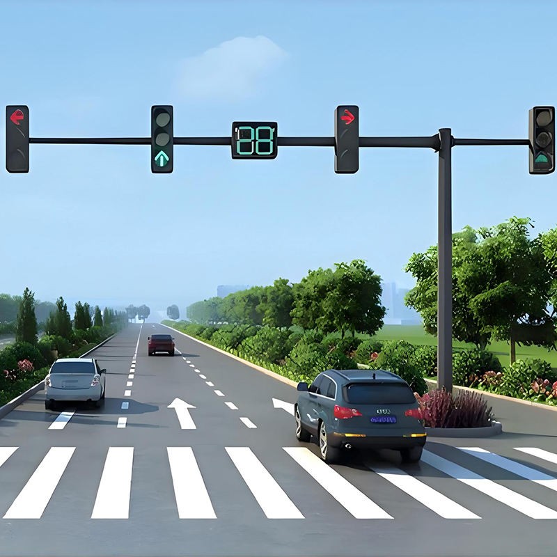 Brazo voladizo doble del mástil del semáforo para el control de la señal del cruce de carreteras