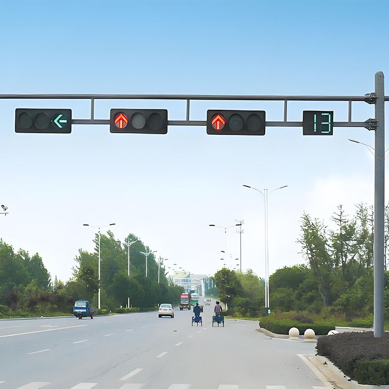 Brazo voladizo doble del mástil del semáforo para el control de la señal del cruce de carreteras