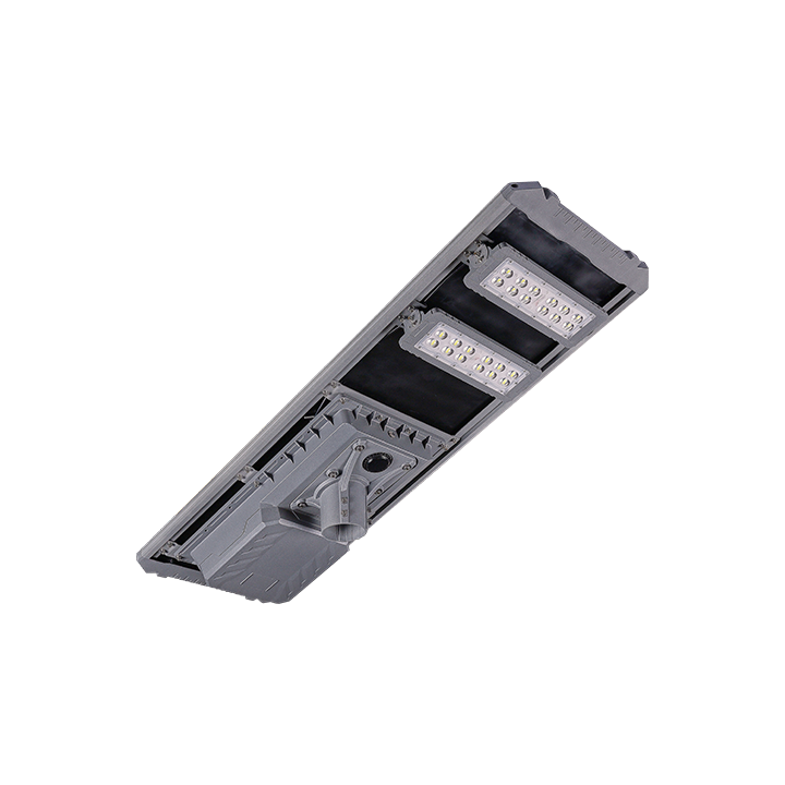 Farola LED solar integrada con ángulo de módulo ajustable
