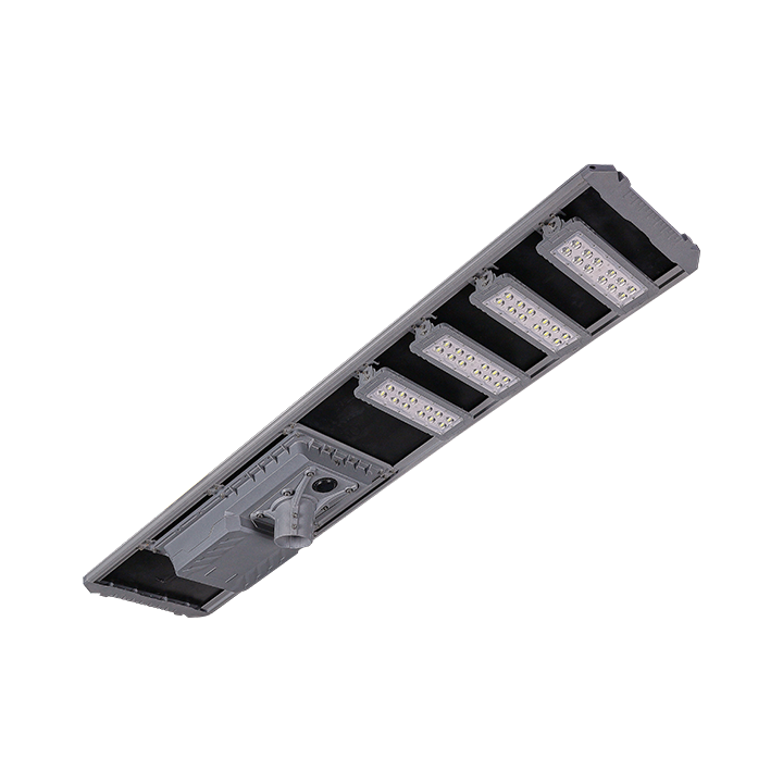 Farola LED solar integrada con ángulo de módulo ajustable
